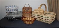 Six wicker baskets, variety of sizes