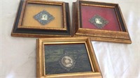 3 antique shadow box picture frames