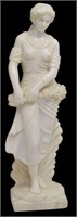 WHITE MARBLE STATUE OF A BEAUTY, 45"H