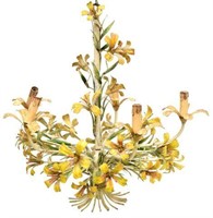 TOLE IRON FIVE-LIGHT CHANDELIER WITH FLOWERS
