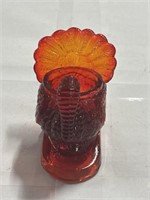 Orange Fenton glass turkey toothpick holder
