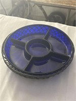 Cobalt blue glass serving tray