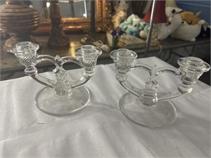 Two piece crystal candle holders