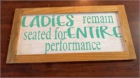 Wooden Ladies Restroom Sign 24in x 12in