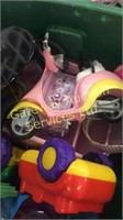 Plastic bin of Children’s toys
Teddy bear, Bug
