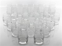 Glass Barware W Etched Grapevine Motif, 23 Pcs.