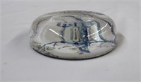 Glass paperweight with foam backing, 3.75 X 1"H