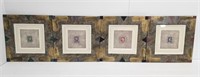 4 FRAMED PRINTS OF STAMPS - 18.25" X 18.75"