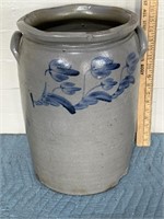 Large 6 gallon crock with cobalt blue d