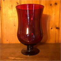 Large Cranberry Color Glass Vase