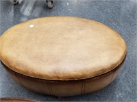 LEATHER OVAL OTTOMAN / FOOT STOOL