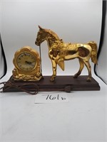 Vintage Brass Horse Clock Statue