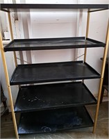 VINTAGE BLACK METAL SHELVING UNIT 53"T 34"W