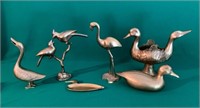 6 Brass Pieces (birds, plate, etc.)