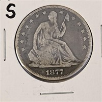 1877 S Seated Half Dollar