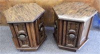 Vintage Pair Wood Side tables With Doors