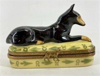 Limoges Doberman Pinscher Ring Box