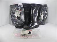 3 PAIR OF BLACK PVC BOOTS - SIZE 11
