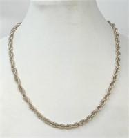 925 Italy Rope Chain Necklace, 20.86g, 18" Length