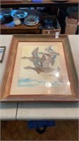 Framed artwork - wooden frame- 19.5 x 23.5 inches