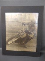 Vintage Motorcycle Racing Photo - Framed