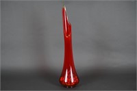 L.E. Smith Red Swung Glass Vase 27" Tall