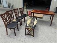Solid Wood Table with 4 Chairs & Bench