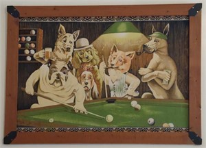'Dogs Playing Pool' Billiards Themed Tapestry By