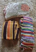 Afghan Hand Crocheted Multi-Colored Blankets