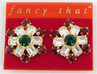 Vintage “FANCY THAT”  Rhinestone Clip-On Earrings