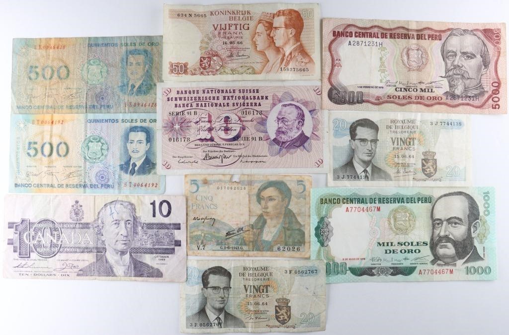 (10) X ANTIQUE FOREIGN BANK NOTES