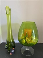 18" & 14" Green Vases
