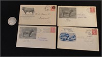 (4) Antique Advertising Envelopes Cattle and Beef