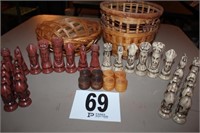 Ceramic Chess Pieces & Wooden Checkers