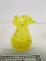 Vintage Fenton Hobnail Hand-Blown Yellow Vase