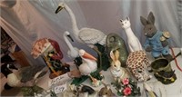 Table Full-Animal Figurines-Birds, Rabbits, Cat