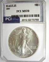 1987 Silver Eagle MS70 LISTS $1100