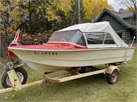 Vintage 1966 Boat, Golden Shark Motor and Trailer