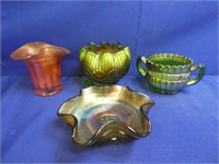 (4) Pieces Of Carnival Glass