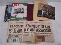 Large Lot of Vintage JFK Literature - Newspapers,