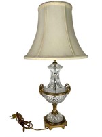 Hollywood Regency Style Cut Crystal Rams Head Lamp
