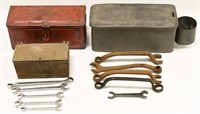 Lot Of Vintage Tractor Tool Boxes & Tools