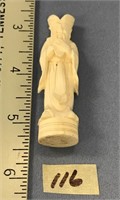 2 3/4" tall, detailed ivory carving of an oriental