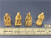 Lot of 4, cast figurines of oriental men, all are
