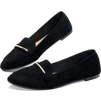 WF1179  Obtaom Pointy Toe Loafer Flat Black US8