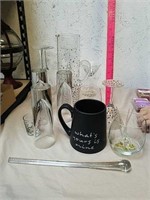 Group of heavy drinking glasses with glass