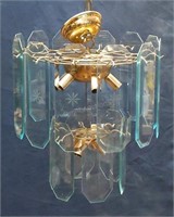 MCM Glass and Brass Light Fixture