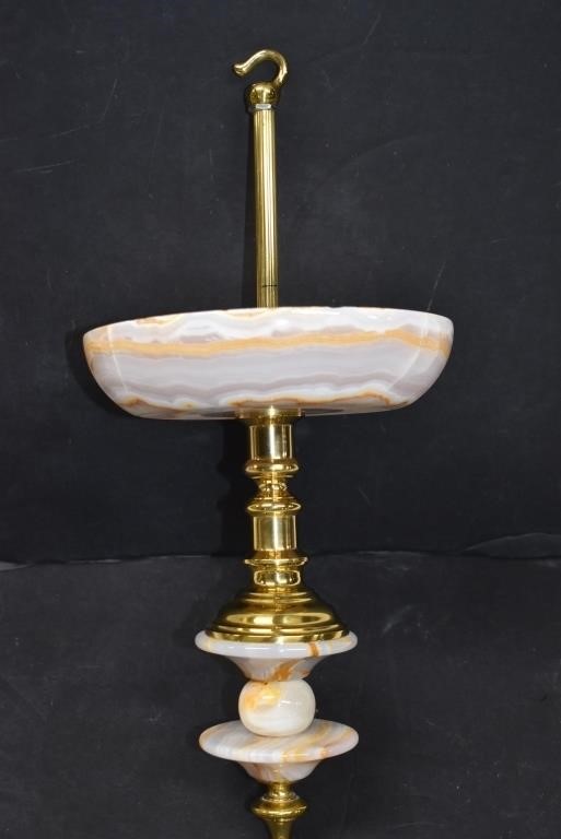 Hand Made Marble and Brass Bird Feeder