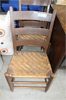 2 ANTIQUE MULE EAR CHAIRS WITH WOVEN SEATS