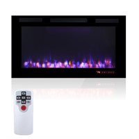 42 Inch Electric Fireplace Heater, Recessed and Wa